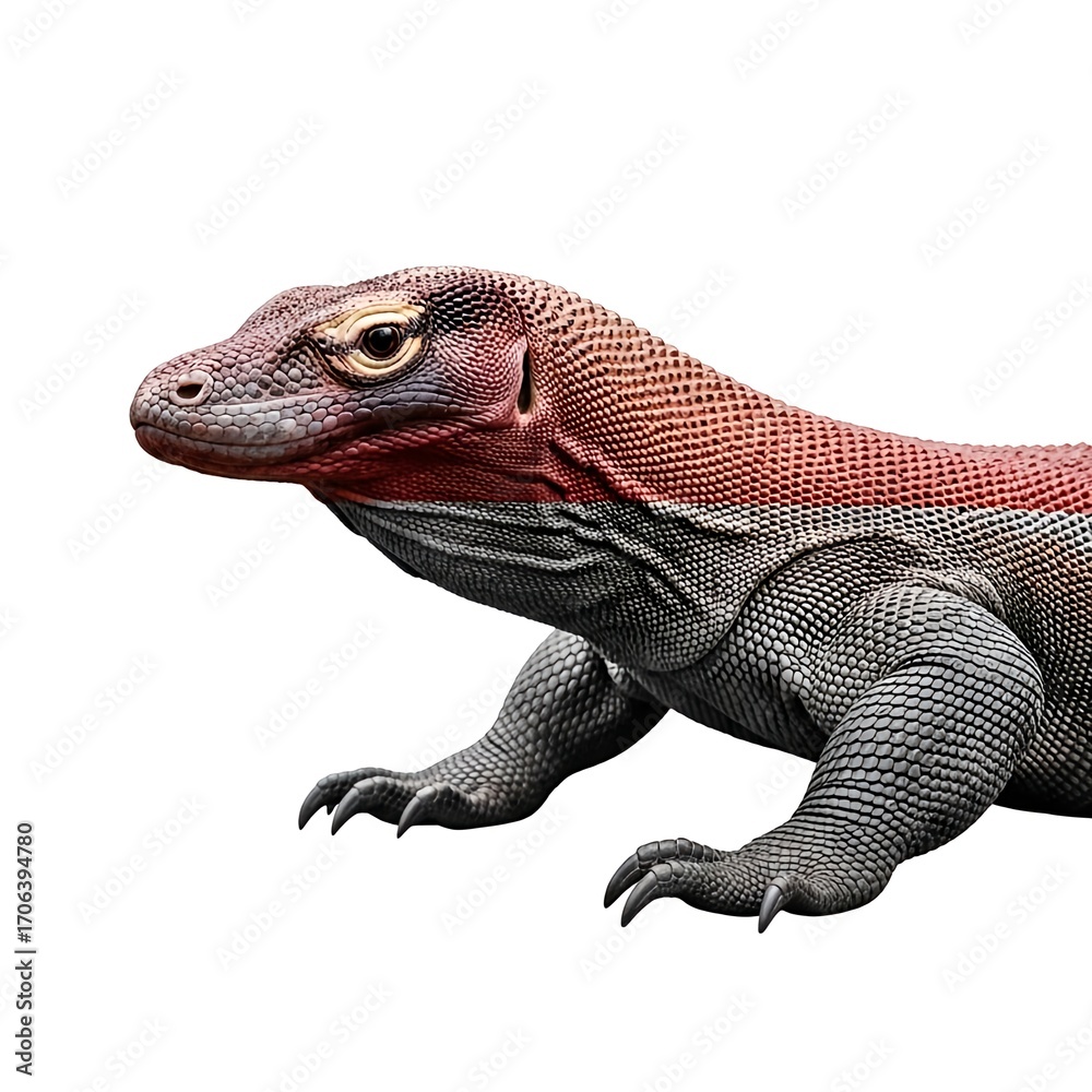 Obraz premium Majestic Komodo dragon portrait prowling cautiously with sharp claws and textured skin