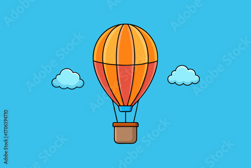 A simple cartoon background of hot air balloons in the sky with clouds vector illustration