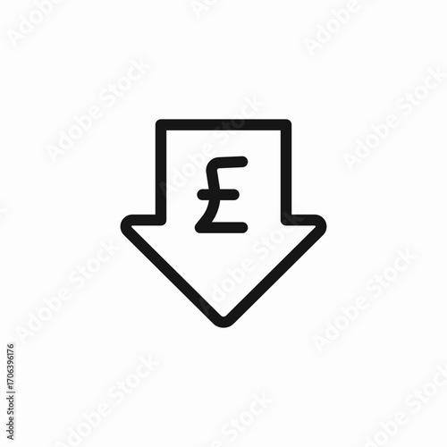 pound sterling down icon sign vector