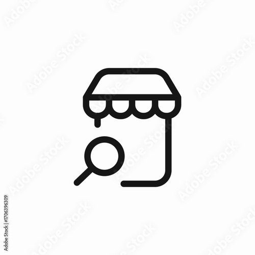 shop search magnifying glass icon sign vector