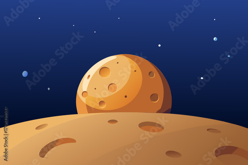 A simple cartoon illustration of the moon's surface with craters vector illustration