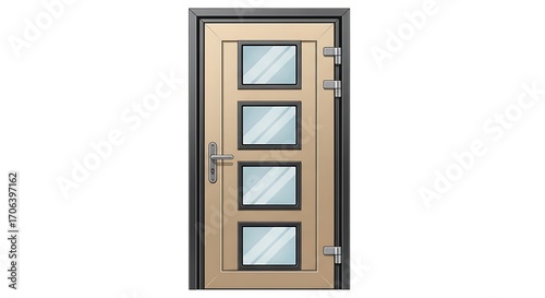 Functional Fireproof Door with Glass and Metal Design