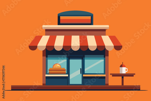 A cartoon illustration of a pancake shop vector illustration