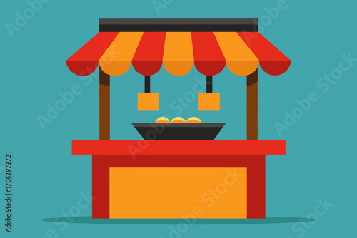 A simple cartoon of a noodle stand vector illustration
