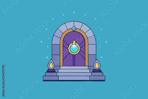 A simple cartoon illustration of a glowing mystical portal background vector illustration