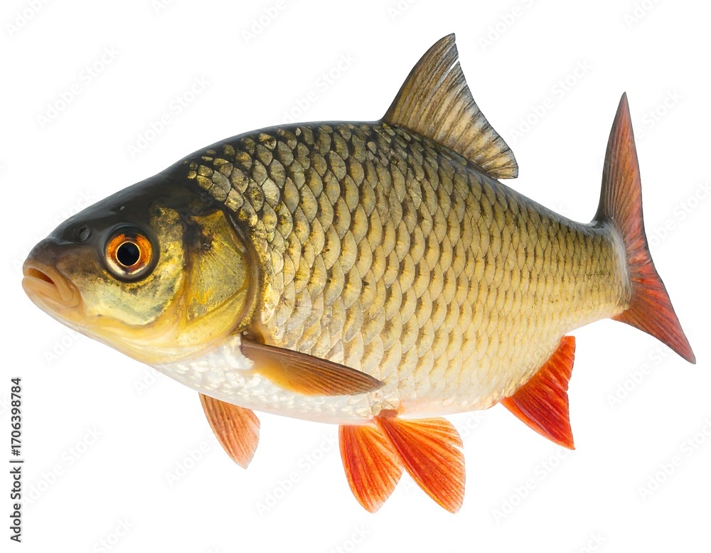 Fototapeta premium Side view of a fish against white background