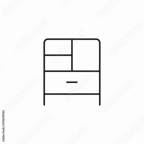cabinet with drawer icon sign vector