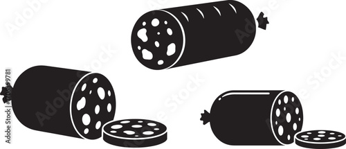 Three slices of sausage in silhouette