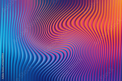 Canvas Print Illustration of abstract swirling wavy lines with blue and orange gradient backg