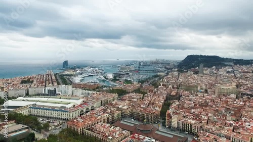 Vibrant Barcelona Urban Scene Seen from the Sky