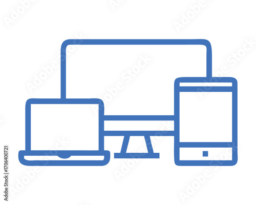Mobile phone and laptop vector illustration with blue screen technology devices icon