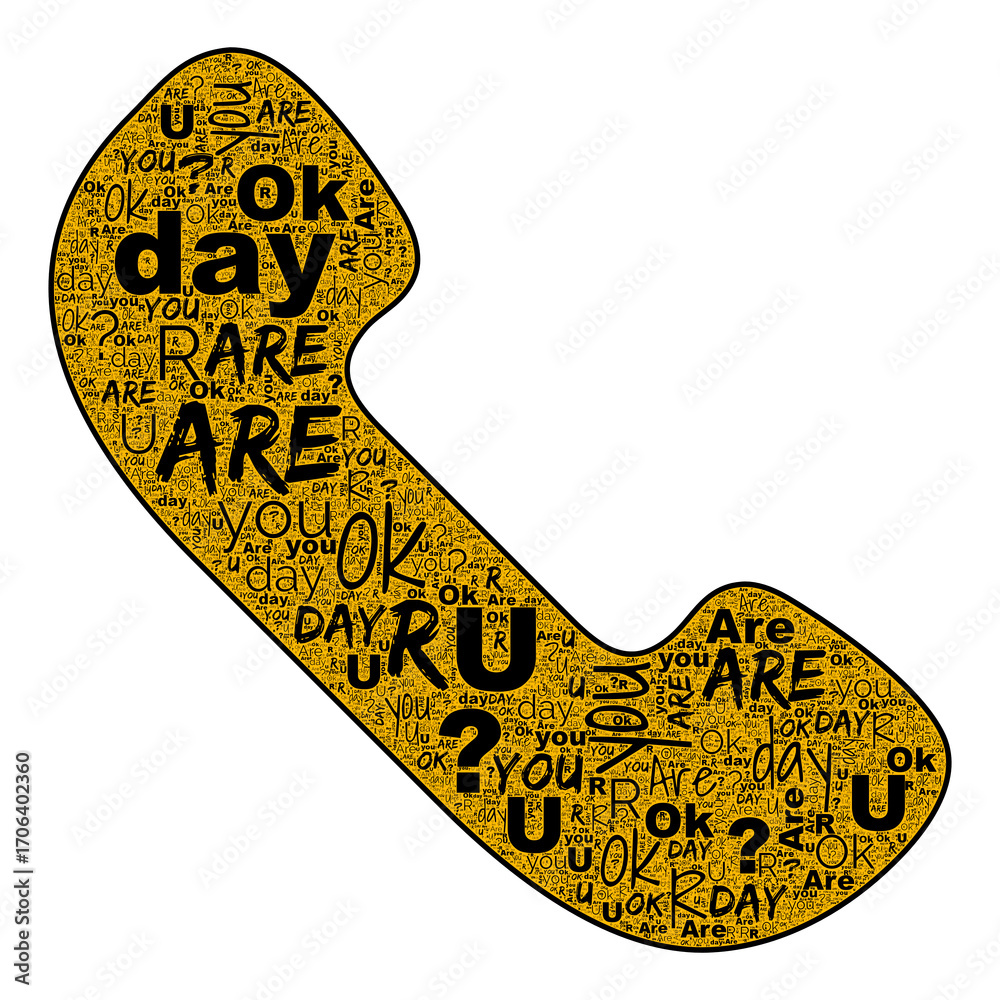 custom made wallpaper toronto digitalAre You OK word cloud in telephone handset shape, gold fill and black text on white background icons