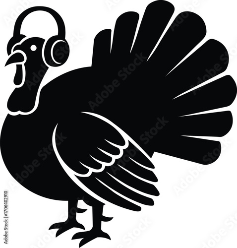 Groovy Thanksgiving Turkey A Fun Black and White Illustration