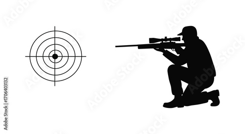 a sniper aiming at a target with precision focus