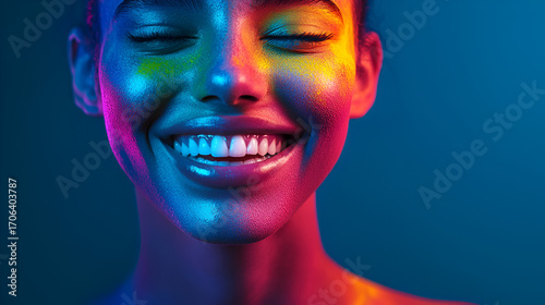 A beautiful feminine smile, a beautiful smile with lipstick. A woman's smile.