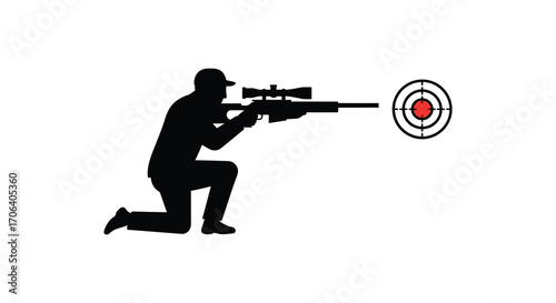 a sniper aiming at a target with precision focus
