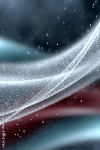 Abstract vertical flow with shimmering white particles, futuristic digital waves, cinematic motion, vertical