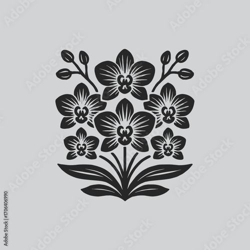 Stylish Orchid Minimal Floral Clipart