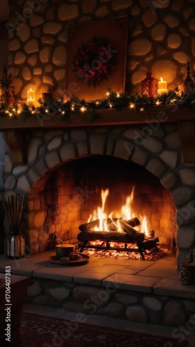 Cozy fireplace scene