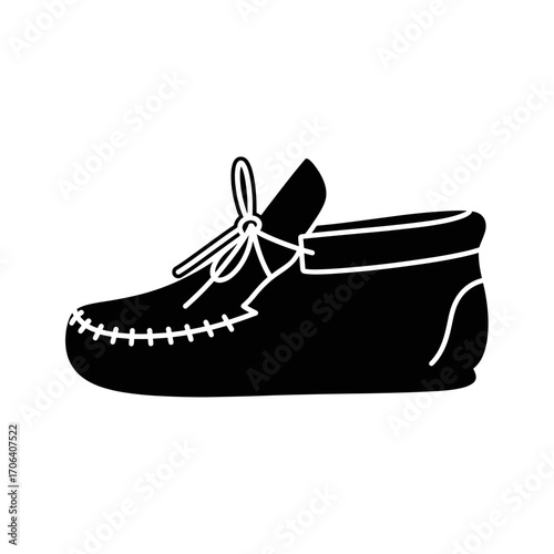 Vector art of black silhouette of a moccasin a simple vector illustration of a native american shoe for fashion or cultural event