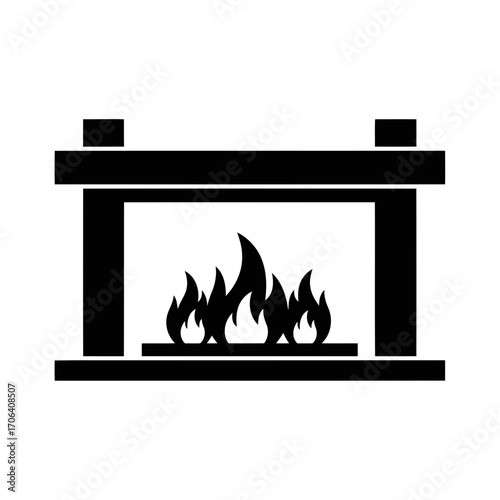 Vector art of modern fireplace with burning flame a stylish and functional addition to any living space or architectural design