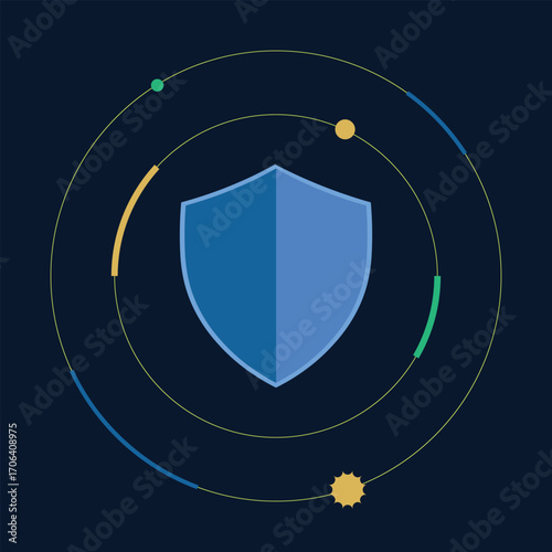 Blue shield protection with orbiting elements security data