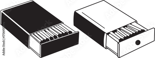 Two open matchboxes in silhouette style