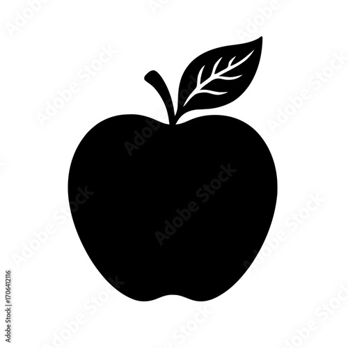 Vector art of black apple with leaf, a simple and elegant design for various creative projects and educational materials