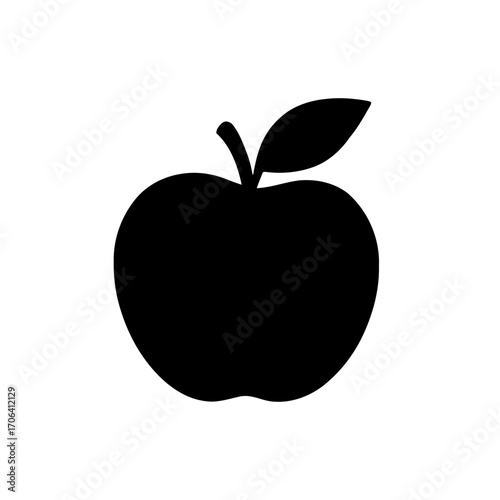 Vector art of black apple with leaf, a simple and elegant design for various creative projects and educational materials