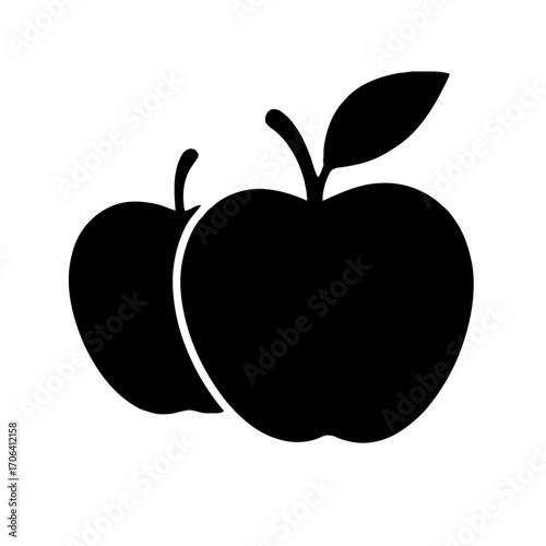 Vector art of two apples, a classic fruit with a smooth skin, crisp flesh, and a sweettart taste, often associated with health