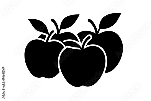 Vector art of three apples, a popular and nutritious fruit, often enjoyed as a snack or used in various culinary creations