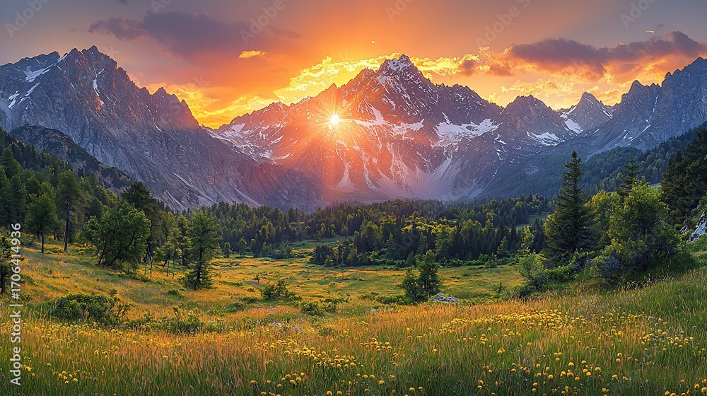 Obraz premium Majestic Mountain Sunrise