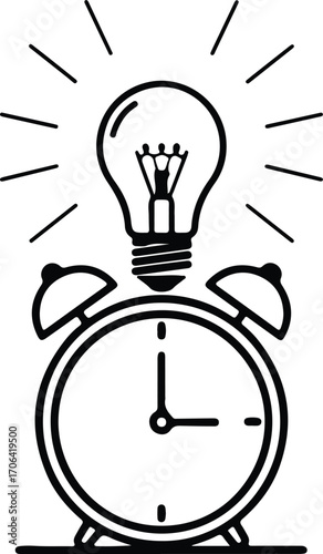 Illustrator Vector Alarm clock time for creative idea silhouette