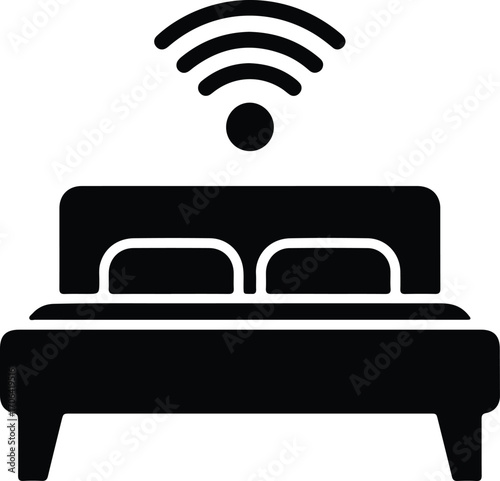 Illustrator Vector Bed with wifi signal flat icon silhouette