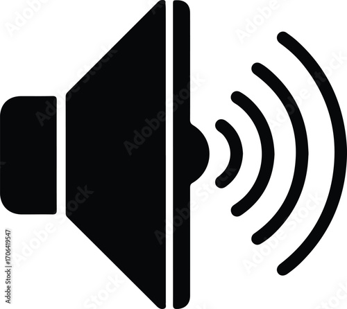 Illustrator Vector Black speaker volume control sound waves silhouette