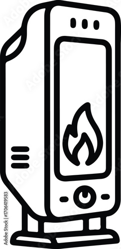 Illustrator Vector Gas water heater with flame sign silhouette
