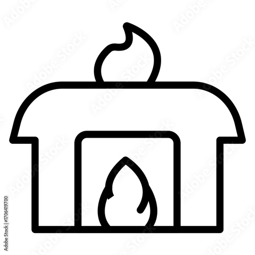 Fire StationVector Line Icon Design