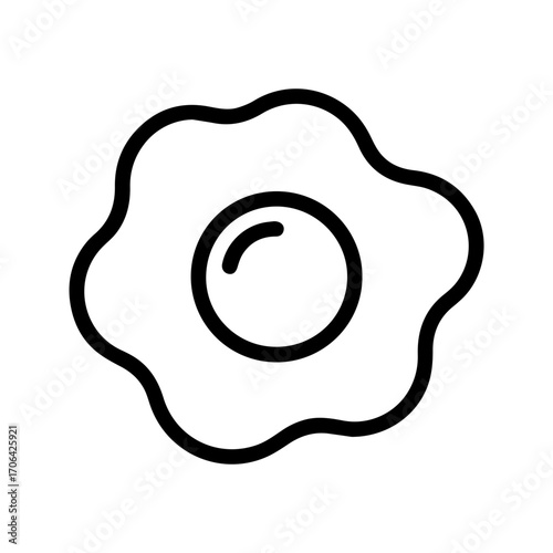 Breakfast is served with this sunny side up egg, a simple yet satisfying start to the day with this minimal black and white line art illustration