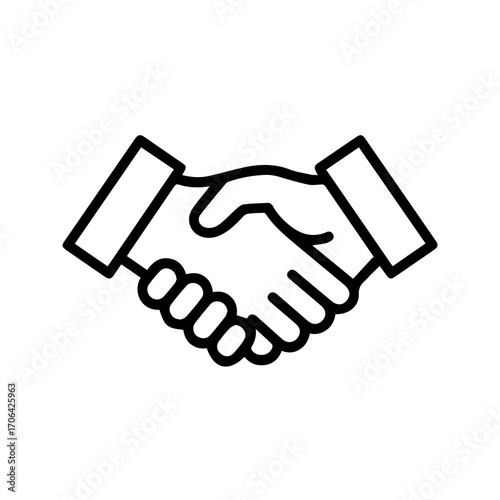 Professional handshake icon for partnership, deal, collaboration, and agreement in business, representing trust, unity, and success with modern minimalist design