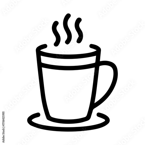 Enjoy a comforting, steaming cup of coffee or tea with this minimalist icon, perfect for menus, websites, or social media posts about your café