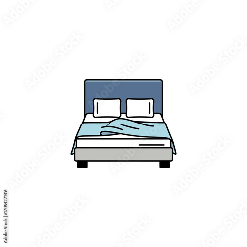 Bed icon flat vector design. 