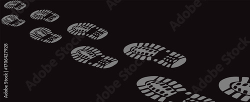 footprint shoe sole tracking path on transparent background, shoe footprint path vector illustration