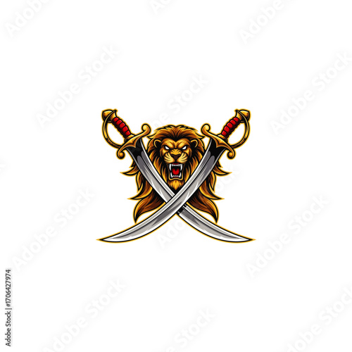 Crossed scimitar swords icon flat vector design.