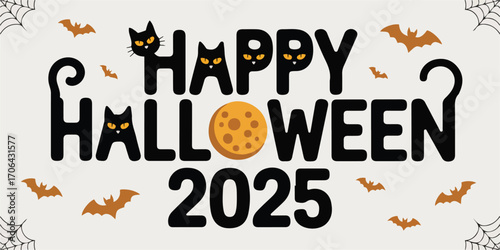 Happy Halloween 2025 Scary Bats and Cats