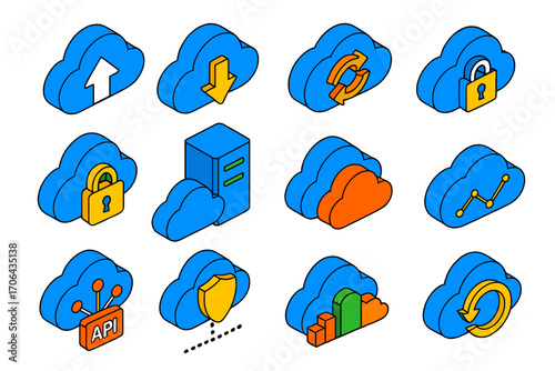 Zero Waste Essentials. Isometric vector illustration set Zero waste lifestyle: reusable shopping bag, refill station, stainless