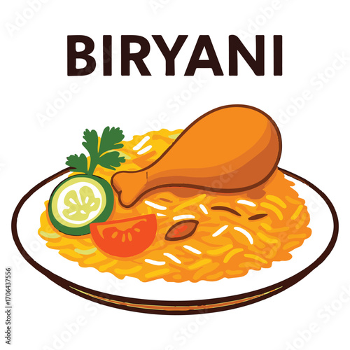 Traditional Chicken Biryani vector