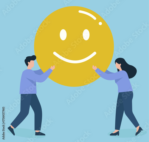 Two people unite to uplift joy—collaboration and emotional connection embodied in a shared smile