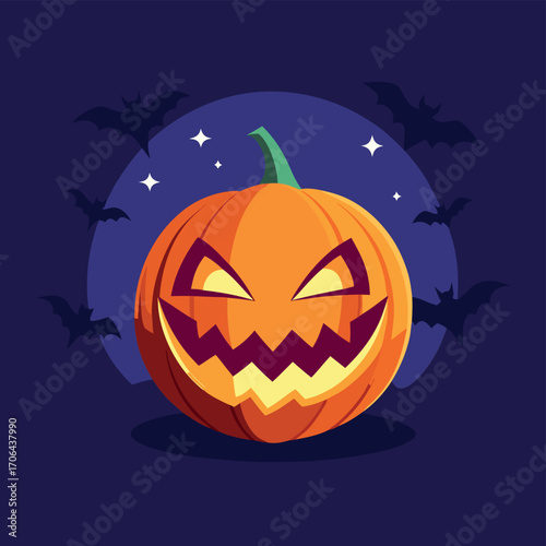 Scary jack o lantern halloween pumpkin vector illustration festive holiday graphic