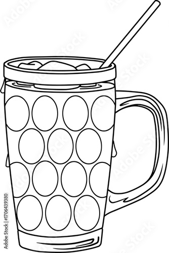 sweet iced tea line vector illustration isolated on white background