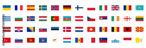 Europe Flags Icons Set. European National Flags, Flat Vector Stock Illustration